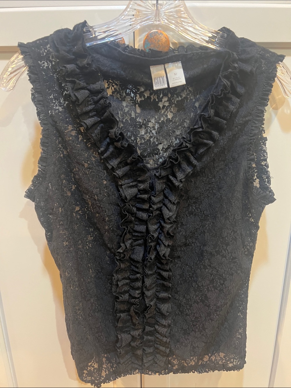 Vintage Y2K DKNY City lace tank top